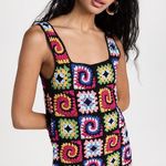 STAUD Psychedelic crochet knit cotton mini dress in acid rainbow sz L large NWT Photo 1