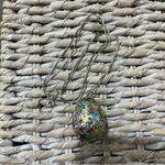 GOLD FLLD CHINESE CLOISONNÉ ENAMEL EGG FLWR PENDANT 925 CHAIN NECKLACE Italy VTG Photo 2