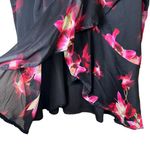 Badgley Mischka American Glamour Reversible Wrap Maxi Skirt Black Floral Small Photo 5