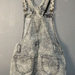 No Boundaries Denim Overalls Shorts Acid Wash Adjustable Straps Pockets Casual‎ Photo 0