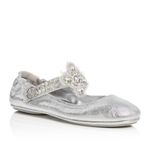 Tory Burch Minnie Crystal Embellished Two Way Ballet Flat Metallic Silver Size 6 Photo 0
