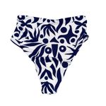 Baltic Born Bali High Rise Bikini Bottom White Navy Leaf Print M Photo 3