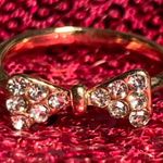 Boutique Gold Ring Womens Size 7 Rhinestone Crystal Encrusted Hair Bow Bling Jewelry Y2K Photo 1