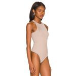 Good American Angled Rib High Neck Bodysuit in Mink001 2 Medium New Womens Tank Photo 3