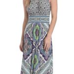 London Style NWT Batik Print Maxi Dress Halter Blue Green White New Collection Photo 0