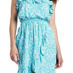 Lilly Pulitzer  Kalen Lagoon Green Hey Sailor Flounce Ruffle Dress Size Large Photo 0