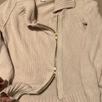 J.Crew  size XS cream long sleeve angled zip front floppy collar cardigan GUC Photo 2