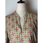Brooks Brothers  Shirt Women Medium Pink Green Geometric Cotton Tunic top Preppy‎ Photo 4