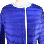 Marido Firenze | US 6 | Designer Goose Down Leather Trim Puffer Coat Jacket $590 Blue Photo 2