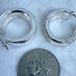 Crystal Rhinestone Covered Silver Plated Hoop Earrings Photo 5