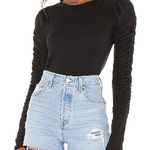 Free People  natasha ruched long‎ sleeve top charcoal gray Photo 0