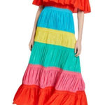 Alice + Olivia  Kia Smocked Rainbow Cold-Shoulder A-Line Dress NWT 12 Photo 0