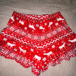 Red Reindeer Pajama Ruffle Shorts Size L Photo 1