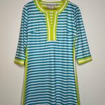 Gretchen Scott Designs The Hinkley Jersey Split Neck Dress Size Large Blue Photo 1