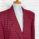 Vintage Chad Stevens Buffalo Check Long Boyfriend Blazer Red Black 12 Photo 5