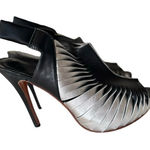 Alexander McQueen  Women Cage Sandals US Size 7 EU 37 Black Silver Leather Heels Photo 0