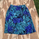 Kasper Vintage ASL Womens‎ Silk Skirt Size 6 Blue Green Floral Leaves Tropical Photo 0