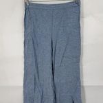 Habitat Sz L Blue Linen Cotton Pant Wide Leg Pull On Ankle Slit Beach Lagenlook Photo 0