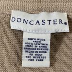 Doncaster  leather trimmed wool longline sweater cardigan with pockets tan sz M Photo 10