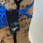 Speedo  triangle bikini top blue with black dot print S NWT Photo 2