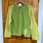 J. Jill Colorblock Knit Hoodie Lime Green Yellow Pullover Boho Casual L Size L Photo 0