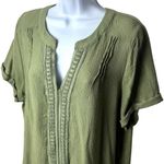 Flower & Feather Green Crepe Embroidered Blouse Peasant Boho Milk Maid 2XL Size undefined Photo 2