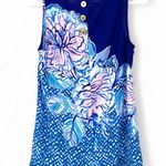 Lilly Pulitzer  XS Sleeveless Tank Top Blouse Floral Blue Pullover Photo 4