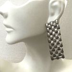 Watch Band Style Woven Dangle Earrings Silver Photo 3