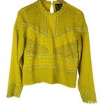 Anthropologie  James‎ Coviello Burnham Eyelet Lace Top Yellow Size Small Photo 3