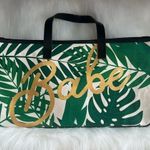 Babe Large Green Beige Tropical Vacation Beach Tote Bag Photo 1