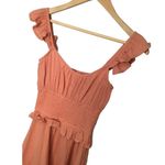 Socialite Smocked Waist Ruffle Strap Sleeveless Cotton Mini Dress Coral S Photo 3