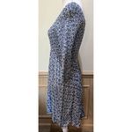 Vintage 90s ~ Rabbit Highwaist Dress 3/4 Sleeve Floral Blue ~ Size Small/Medium Photo 6