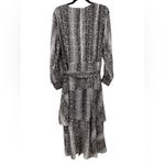 Sam Edelman NWT  Snakeskin Tiered Ruffle Long Sleeve Midi Dress Grey Plus Size 1X Photo 3