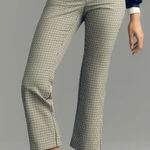 Anthropologie ‎ Maeve Plaid Crop Dress Pants Check Print Brown Navy Blue Size 0 Photo 0