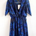 Ted Baker Dress Navy Floral Juleah Dress Sz S/4 (Sz 1) NWT V Neck Short Sleeves Photo 1