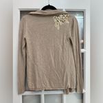 Cache Vintage Knit Silk Blend Tan Cardigan Gold Sequin Floral Embroidery Size S Photo 4