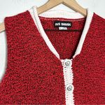 American Vintage Vintage Ani Barrie Sweater Vest USA made 100% Cotton Sz L Red Heart Grandmacore Photo 3