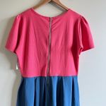 LuLaRoe NEW ‎ Amelia Dress Colorblock Coral Pink Blue Short Sleeve Womens … Photo 6