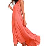 ASTR the Label Victoria Lace-Up Midi Dress Size Small Coral Pink Cutout New Photo 0