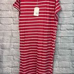 NWT The GREAT. Size 1/S Button Side Dress Cardinal Stripe oversized t Photo 3