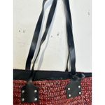 ALLSAINTS Women's Red Straw No Closure Open Zipper Pockets Mosley Straw Tote Bag Photo 5