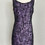 Vintage 90s Laurence Kazar Purple Black Beaded Sheath Dress Sleeveless Mini S Photo 0