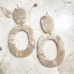 Creamy Beige Marbled Resin Drop Earrings Tan Photo 3