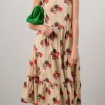 ADAM LIPPES COLLECTIVE Khaki Crewneck Hourglass Tiered Poplin Maxi Dress Size 2 Photo 1