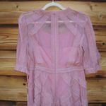 Mac Duggal  8058 Pink High Neck Micro Ruffle Tiered Midi Dress Photo 14