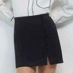 ZARA Satin buttoned side slit black mini skirt Photo 0
