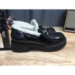 Steve Madden Lando Shoes Women Sz 6.5 Black Leather Chunky Lug Horsebit Loafers Photo 1