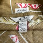 Vintage 90s Tan Red Yellow Linen Floral Hawaiian Hibiscus Floral Mini Skirt 14P Photo 2