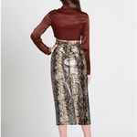ROTATE Birger Christensen Faux Leather Midi Skirt Snakeskin Buttondown Size 2 Black Photo 1