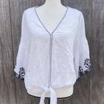 Max Studio  Embroidered Waist-Tie Top Wide 1/2 Sleeve Size XL Photo 3